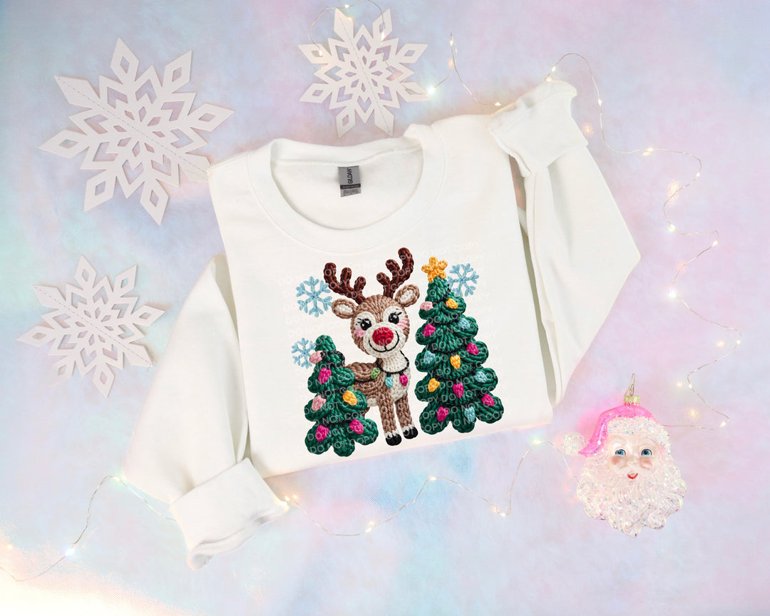 Crochet Reindeer DTF Print