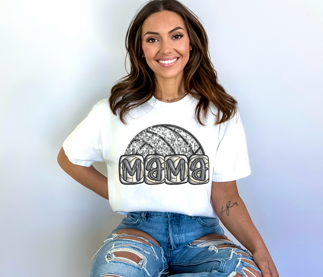 Mama Faux Glitter Volleyball DTF Print