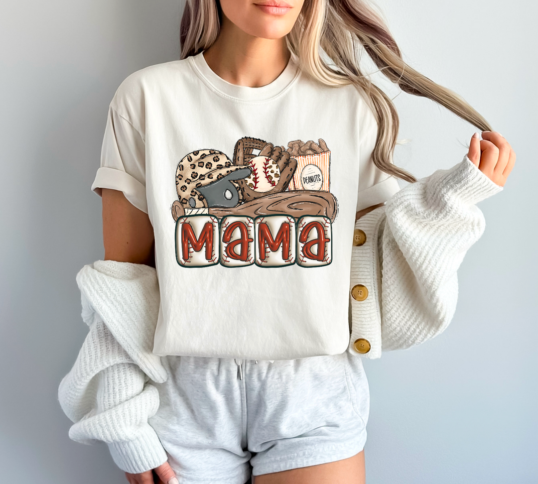 Mama Baseball Gear Leopard DTF Print