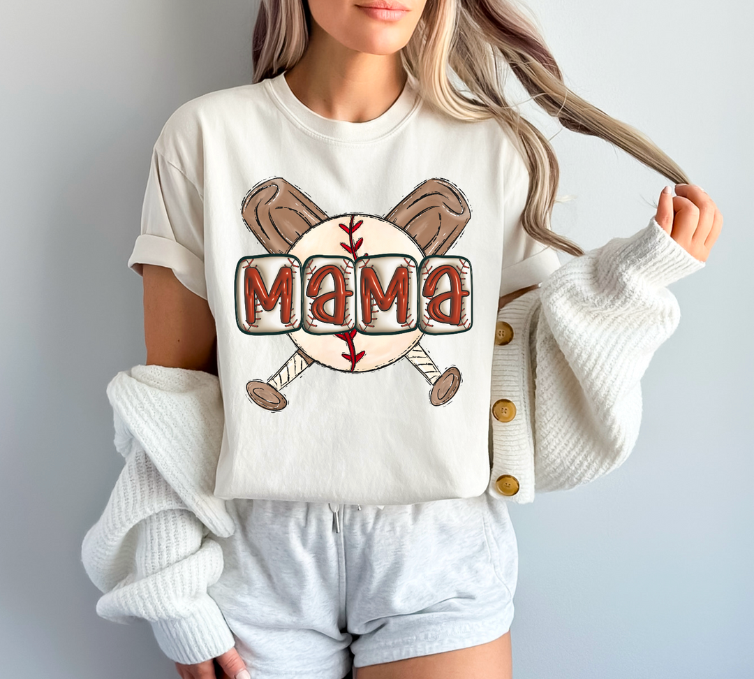 Mama Baseball Bat and Ball DTF Print