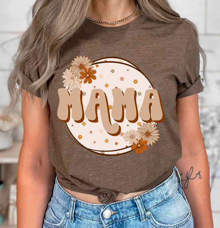 Tan Floral Circle Titles DTF Print