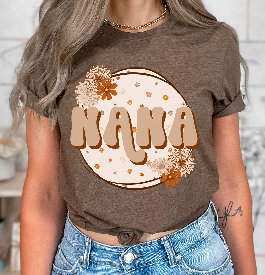 Tan Floral Circle Titles DTF Print