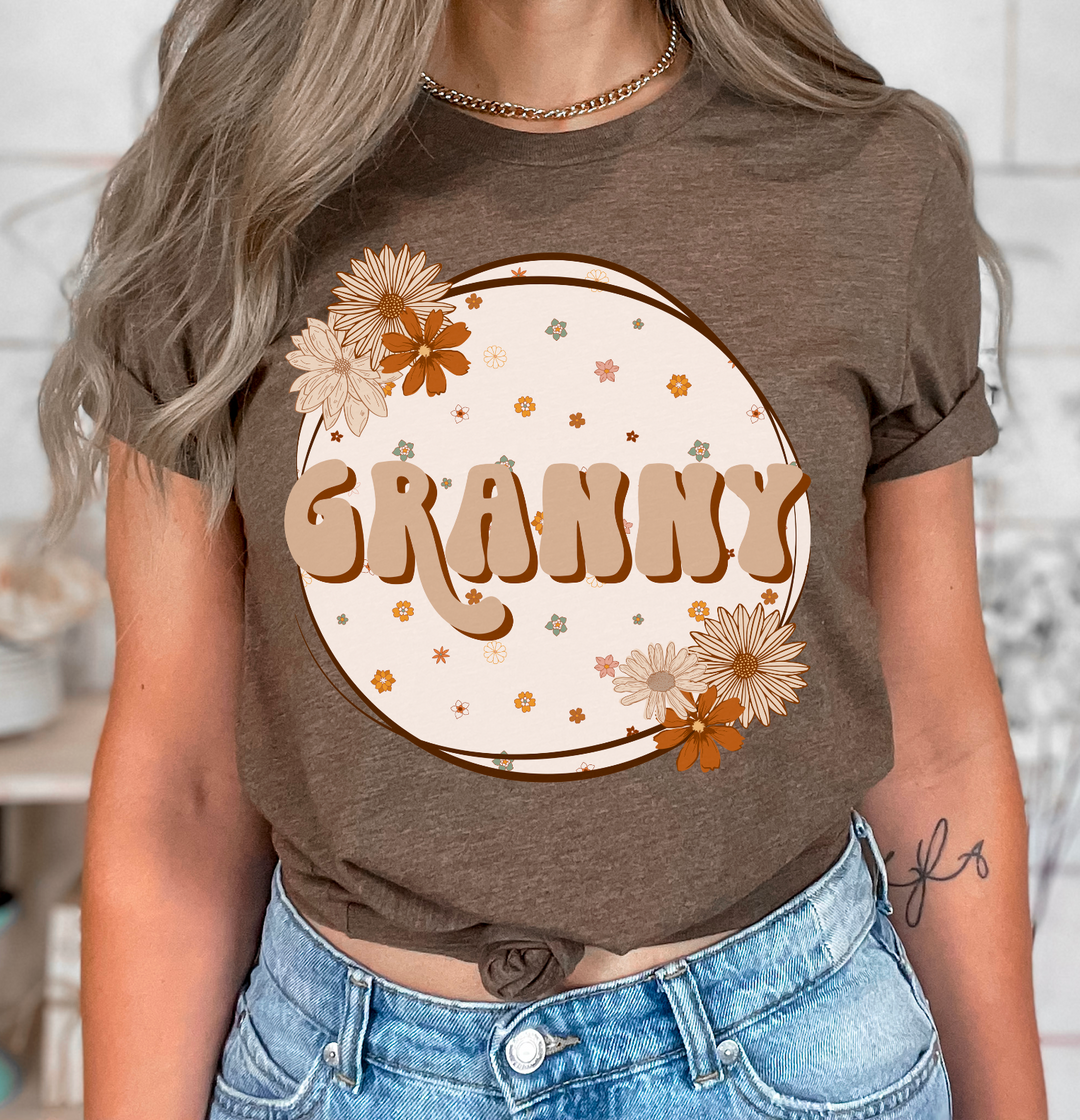 Tan Floral Circle Titles DTF Print