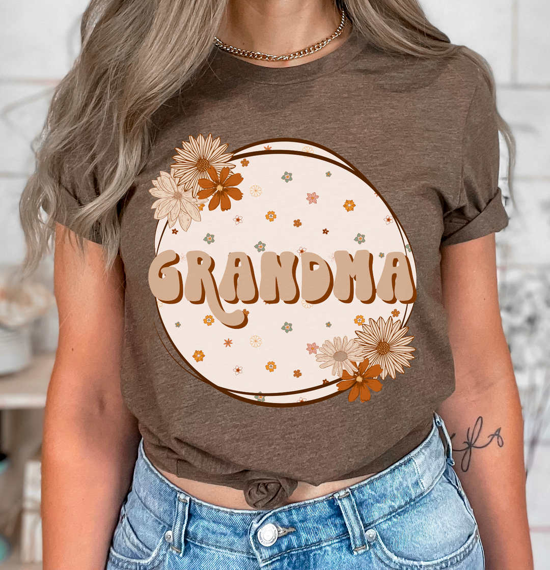 Tan Floral Circle Titles DTF Print