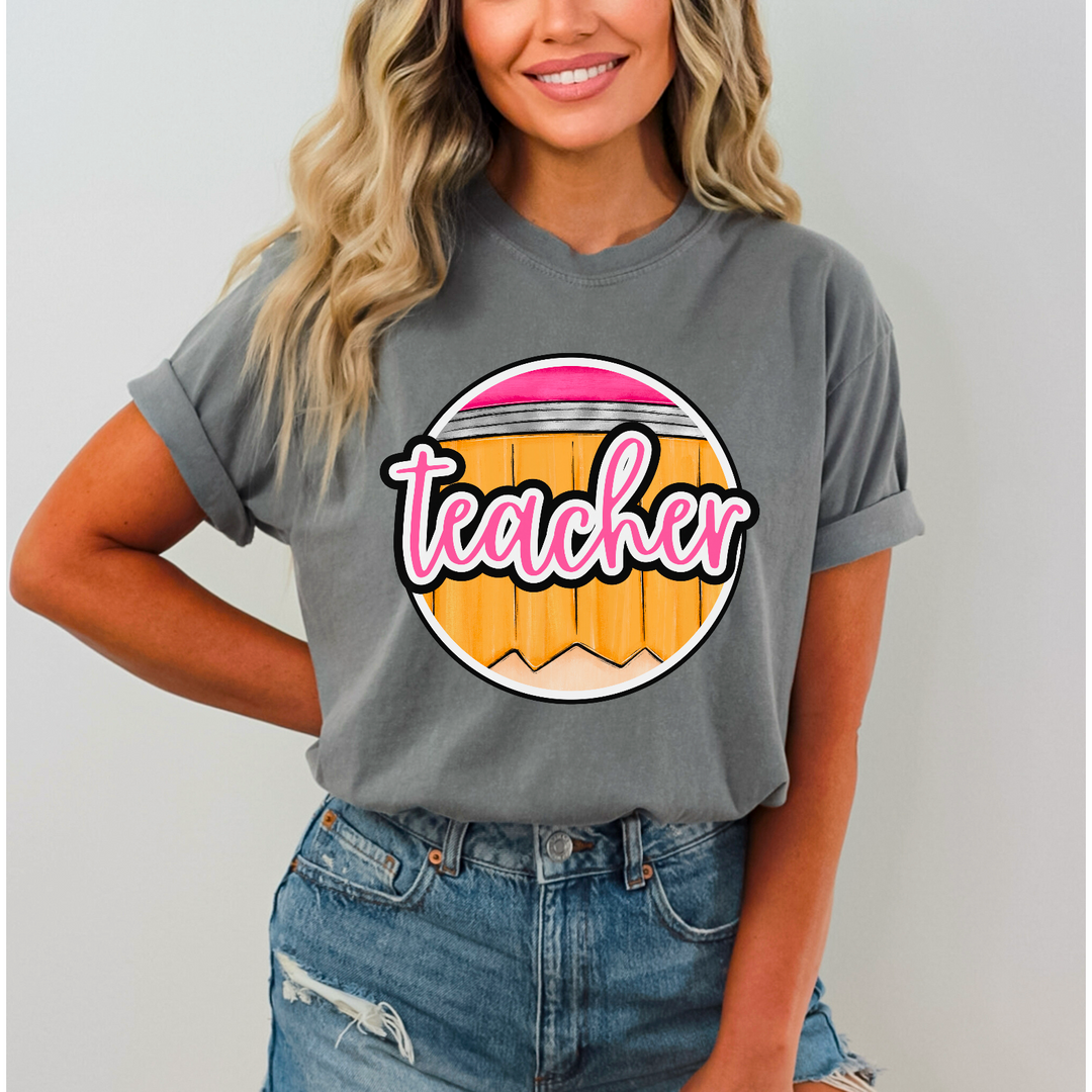 Teacher Pencil Circle DTF Print