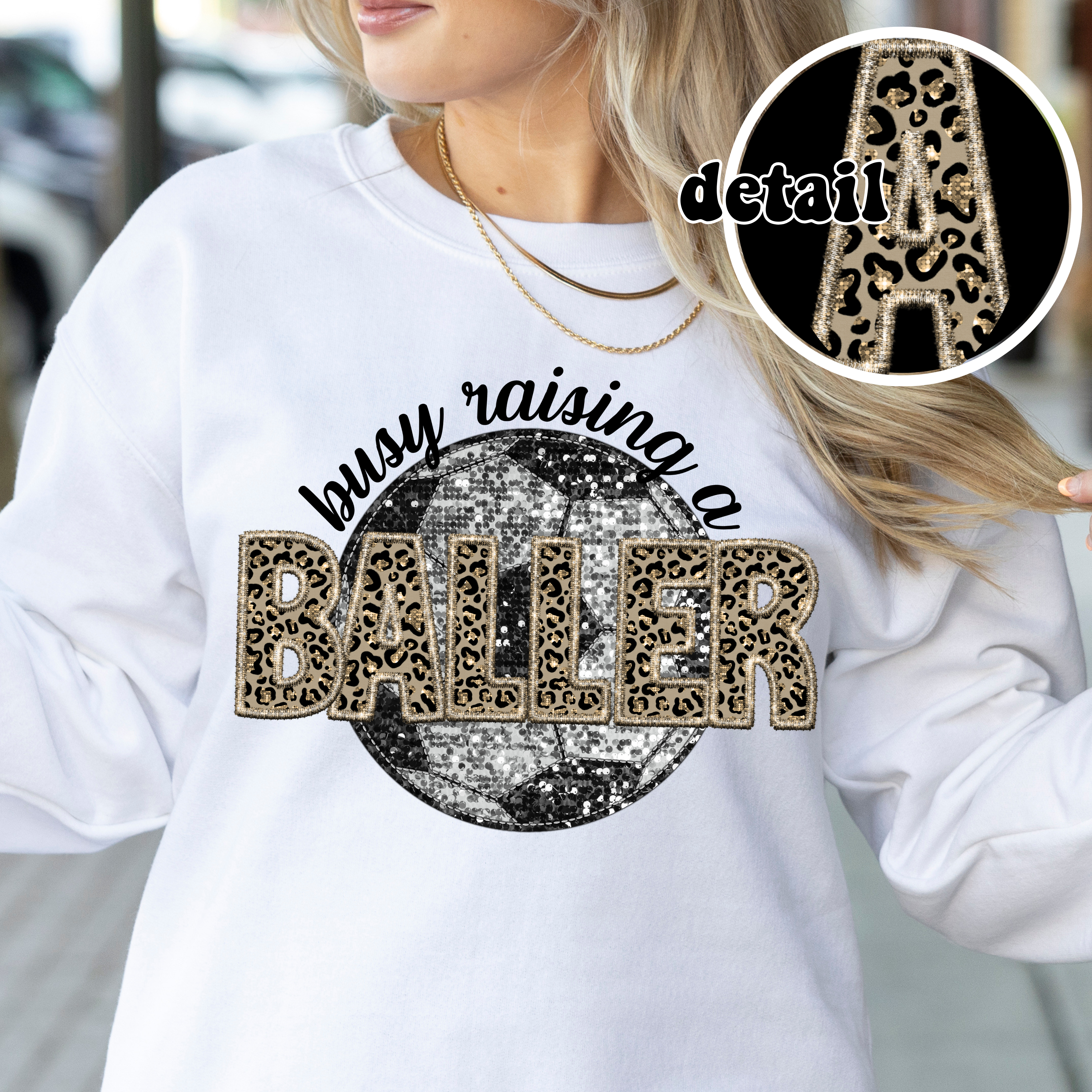 Busy Raising A Baller Leopard Faux Embroidery DTF Print