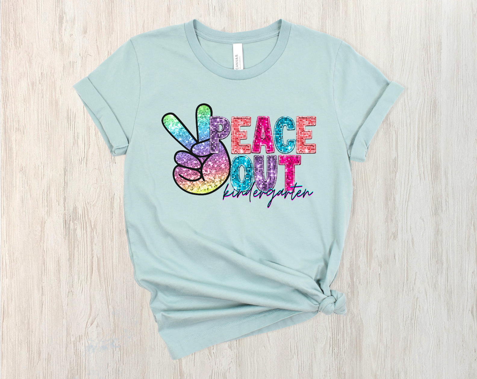 Peace Out PreK-Sixth Grade Faux Glitter DTF Print