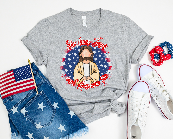 She Loves Jesus and America Too DTF Print