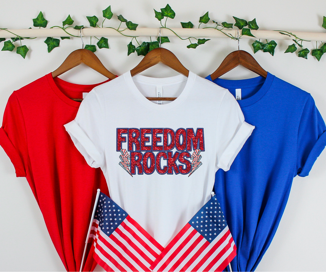 Freedom Rocks Faux Glitter DTF Print