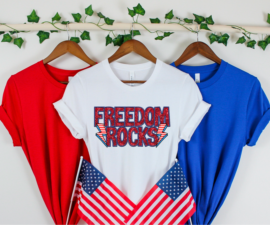 Freedom Rocks Faux Glitter DTF Print