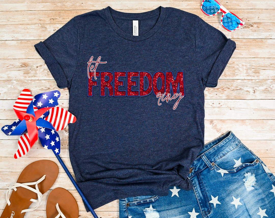 Let Freedom Ring Faux Glitter DTF Print