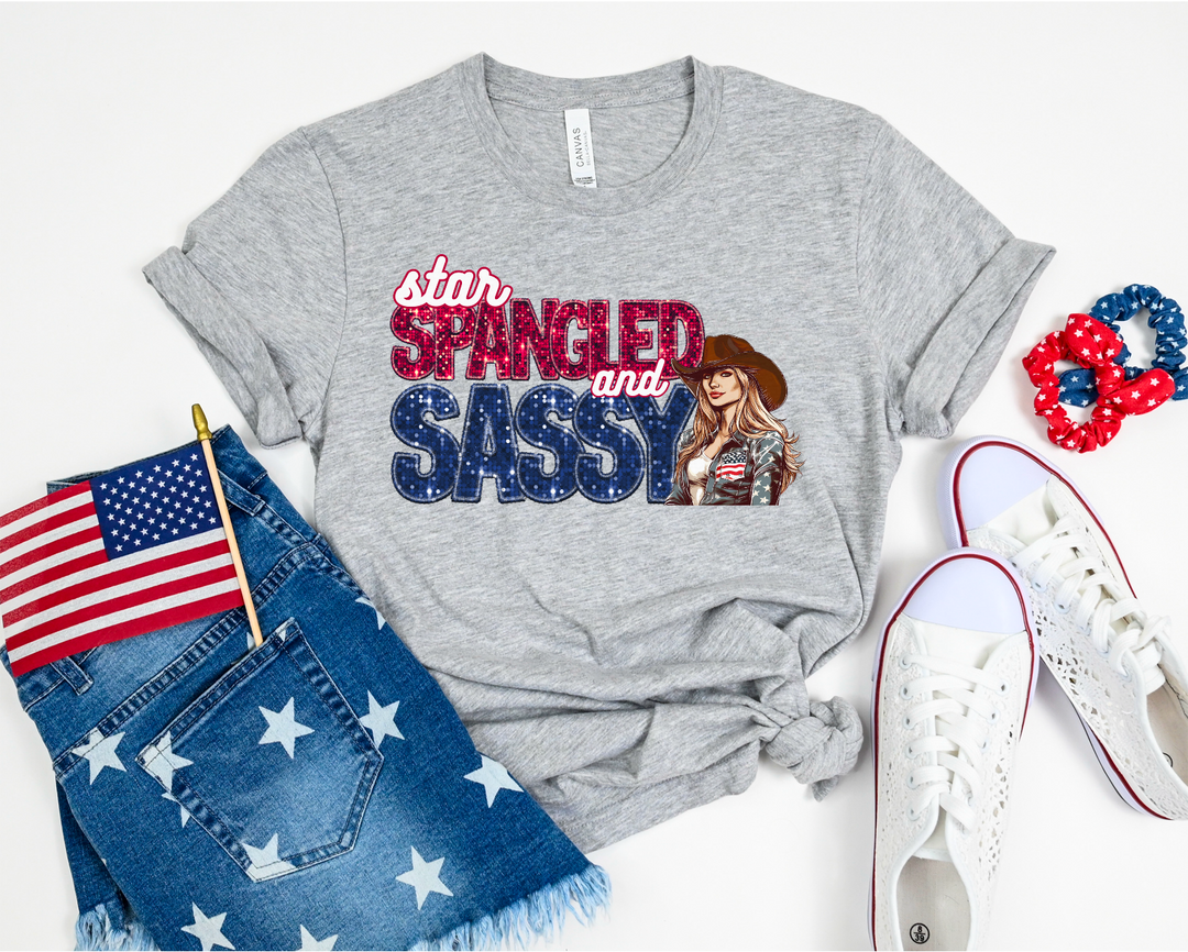 Star Spangled and Sassy Faux Glitter DTF Print