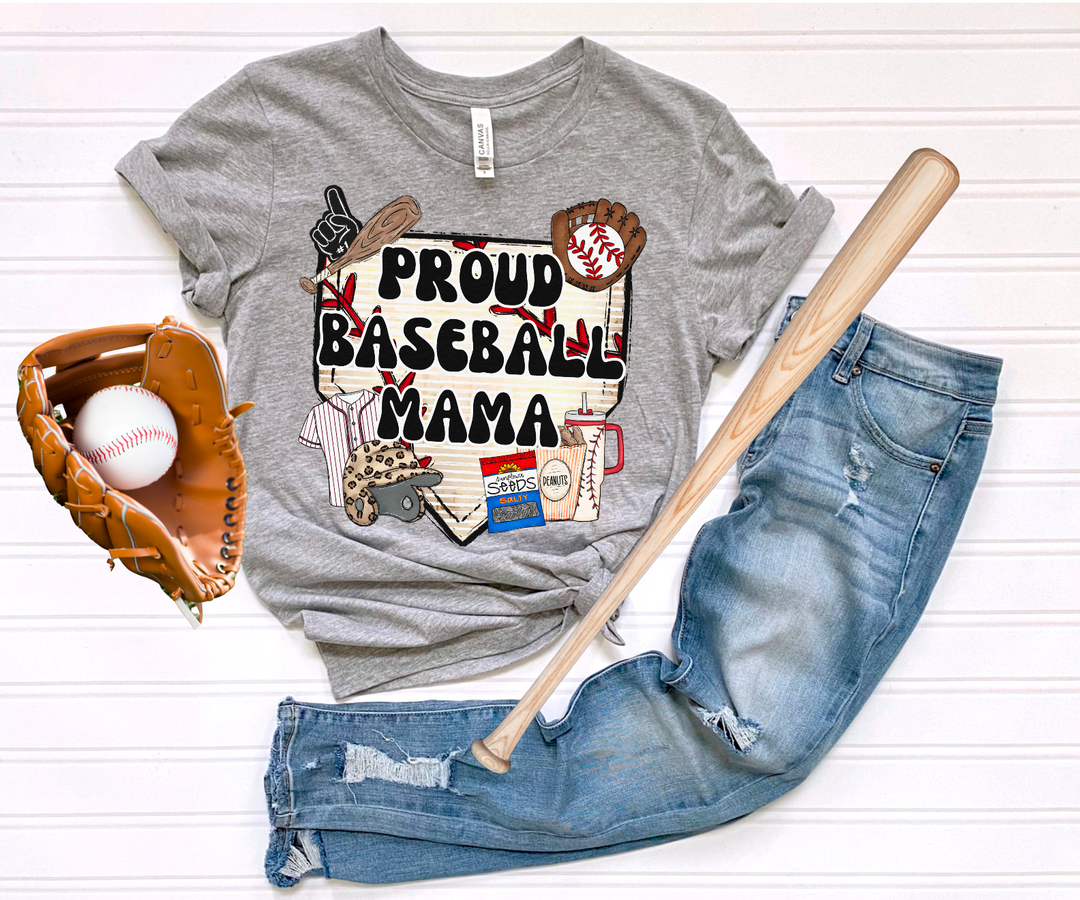 Proud Baseball Mama Home Plate DTF Print