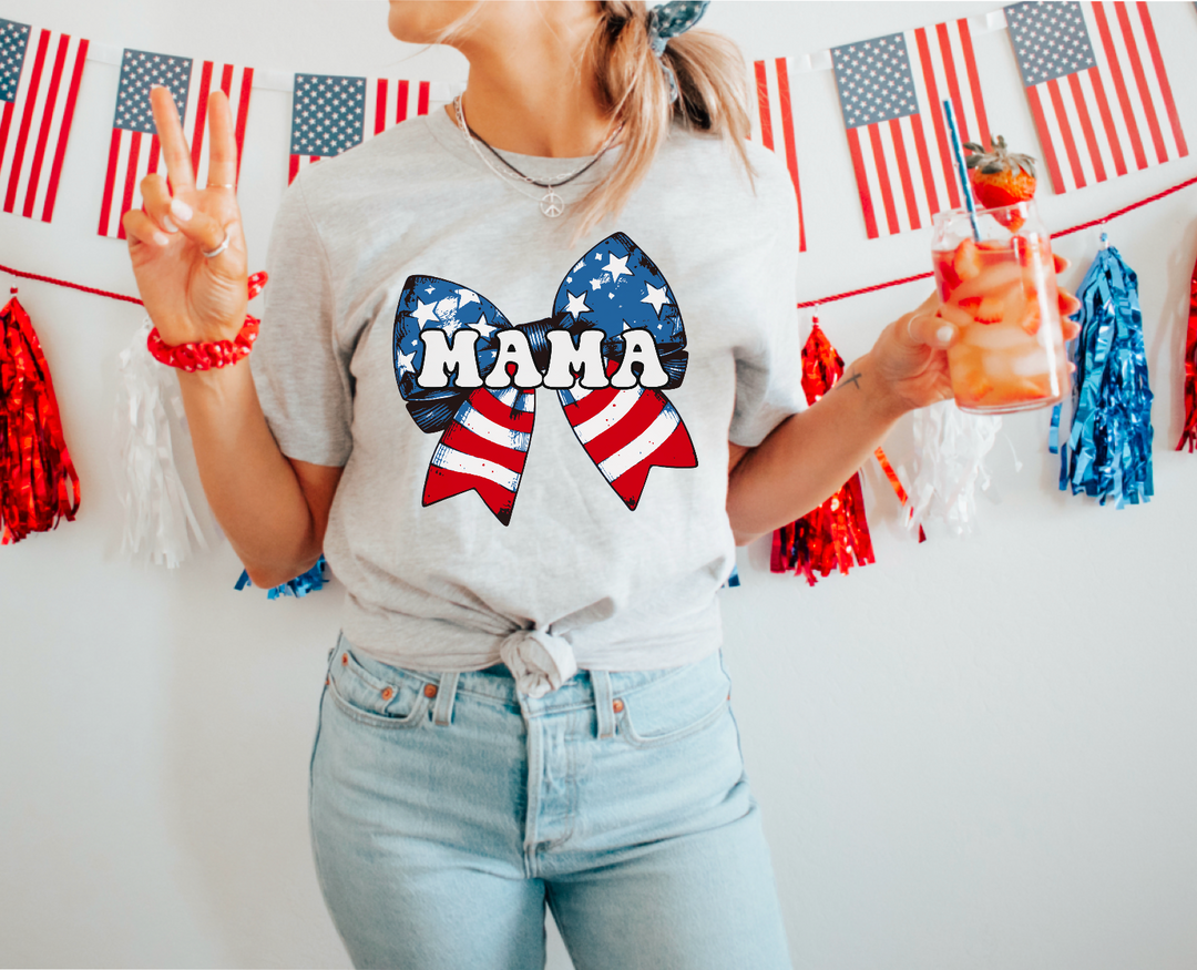 Patriotic Bow Mama DTF Print