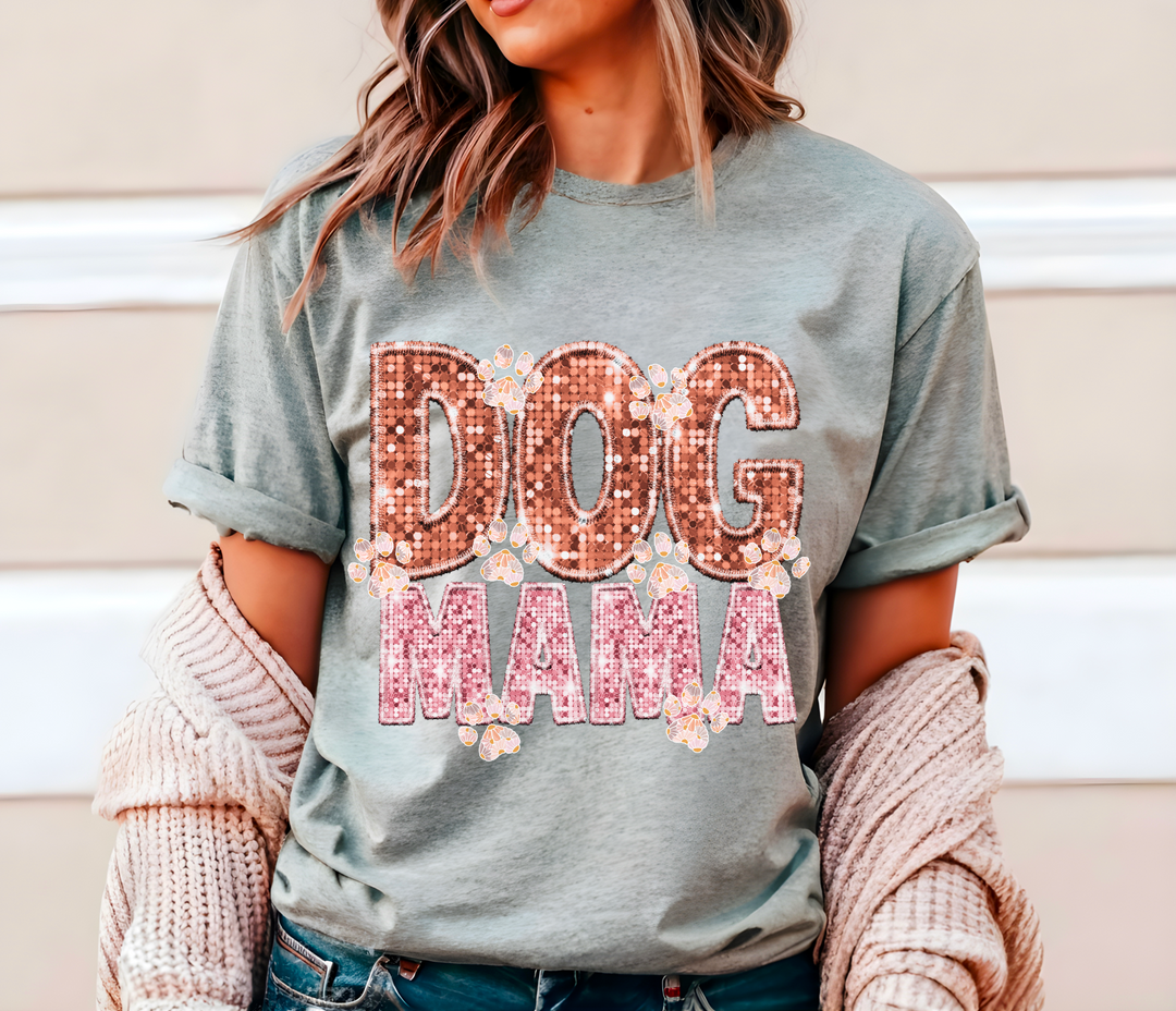 Dog Mama Faux Glitter Paws DTF Print