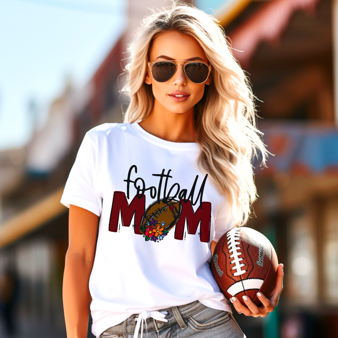 Team Go Football Mom Flowers DTF Print