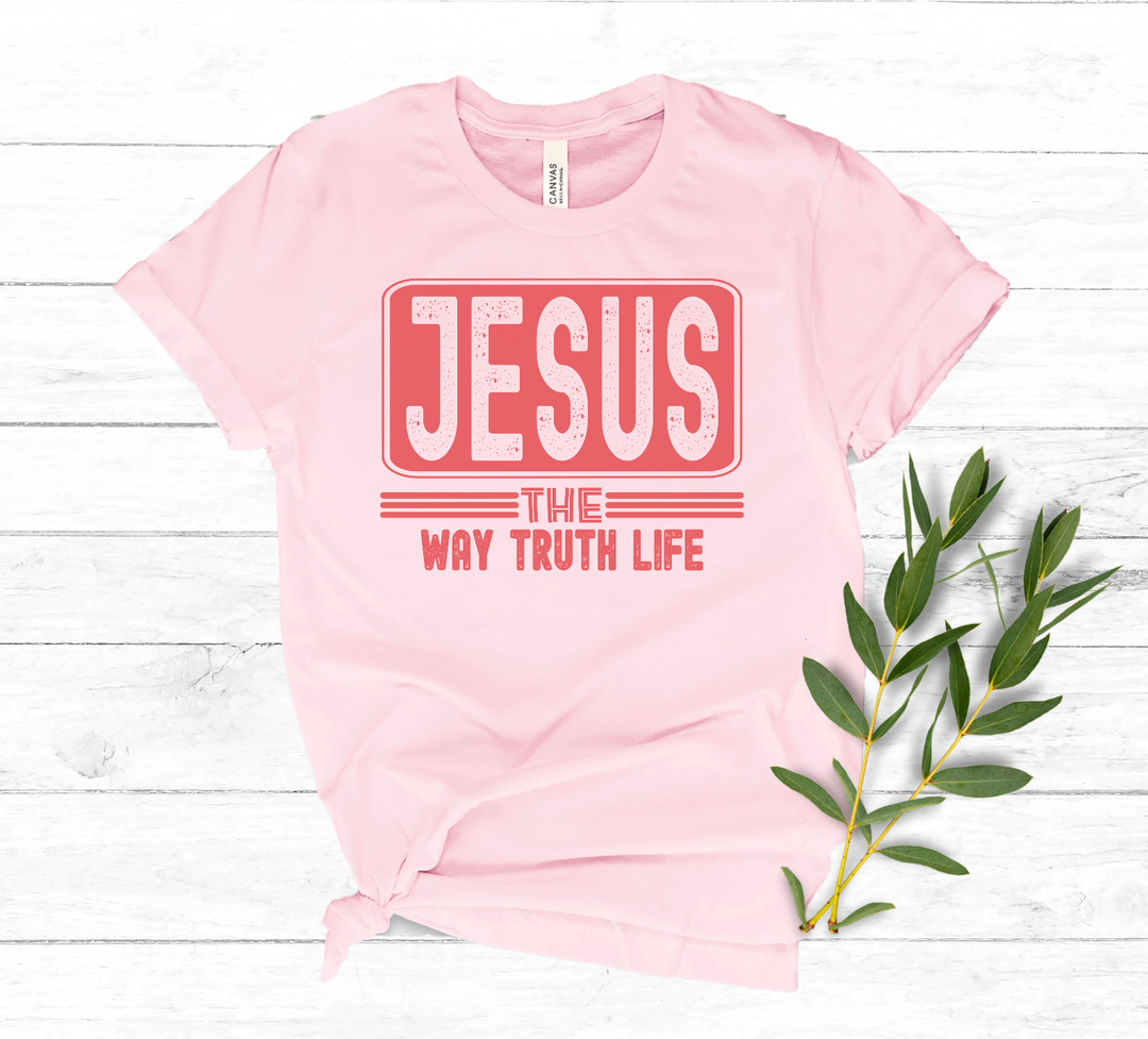 Jesus The Way The Truth The Life Pink DTF Print