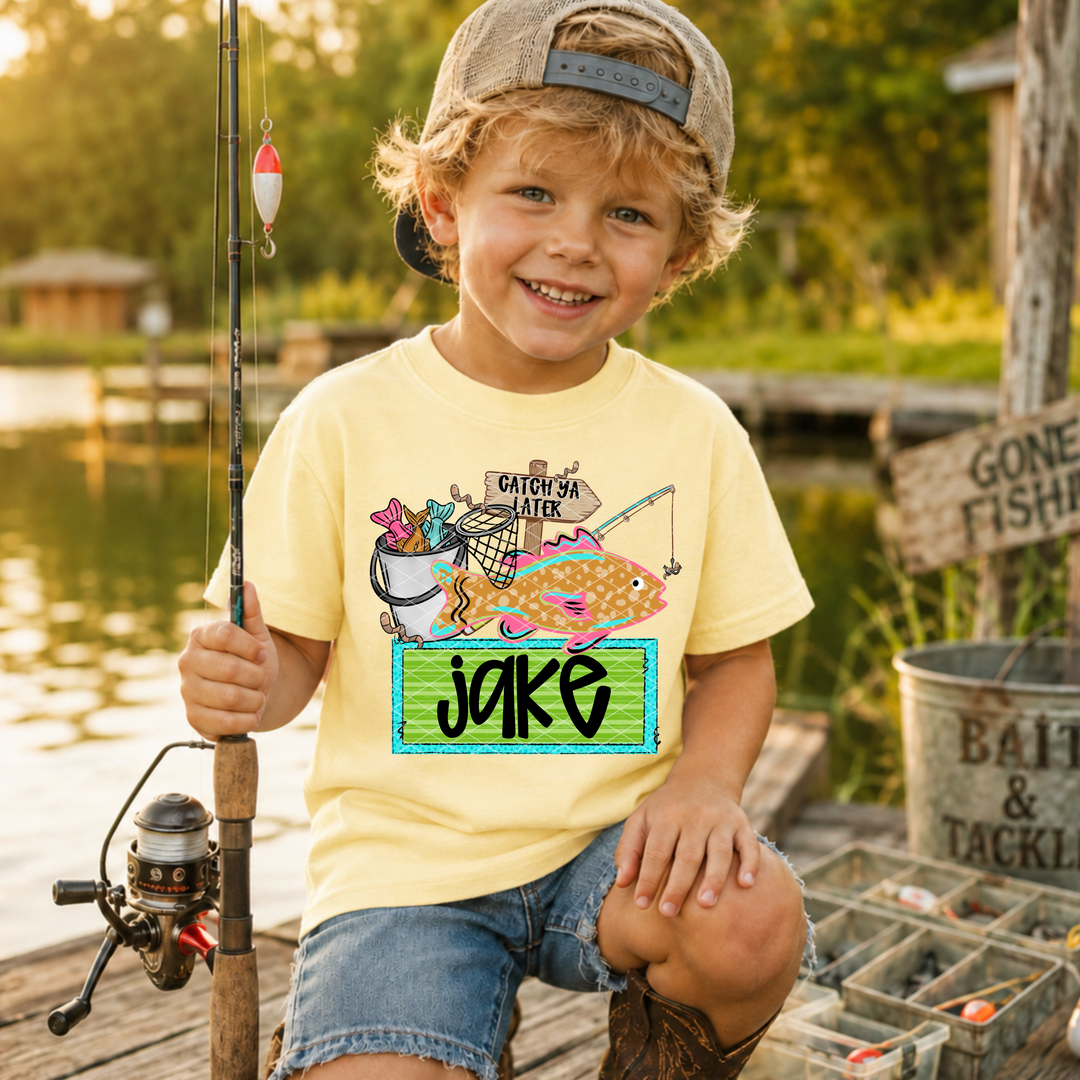 Fishing Name Plate Boy And Girl DTF Print