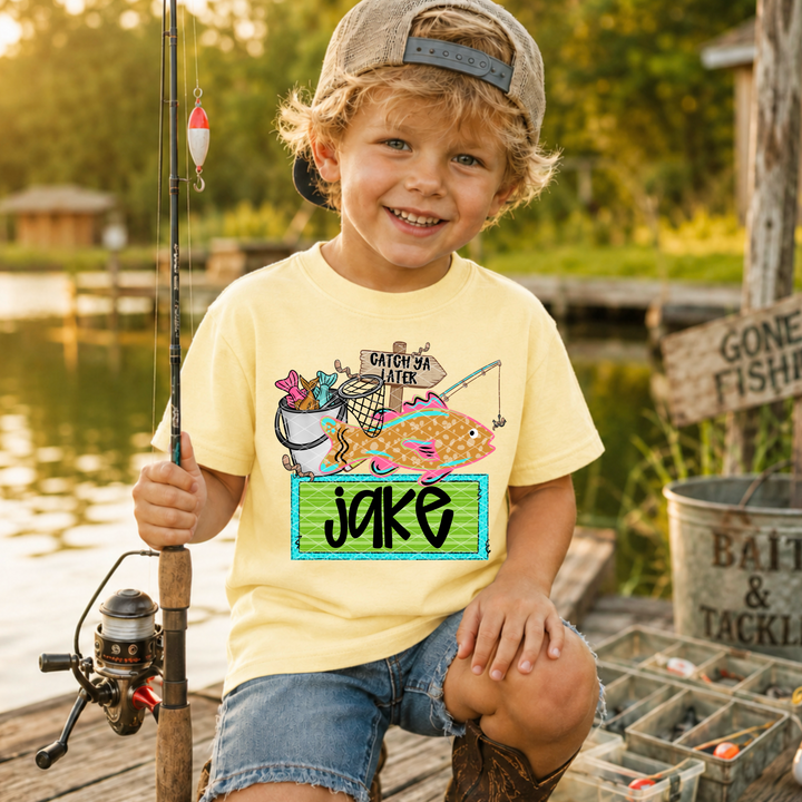 Fishing Name Plate Boy And Girl DTF Print