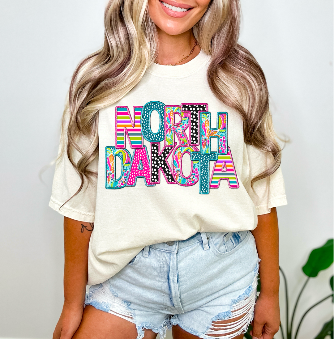 Bright States Faux Embroidery DTF Print