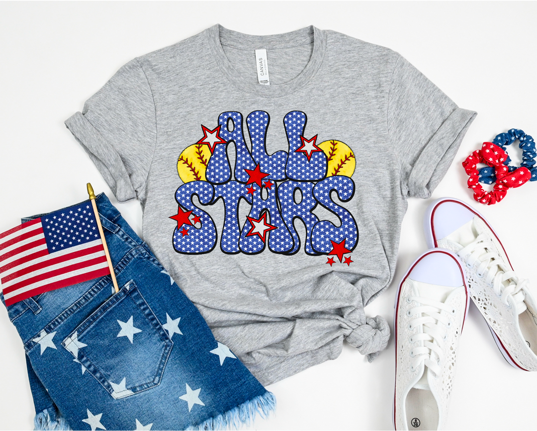 All Stars Softball Blue DTF Print