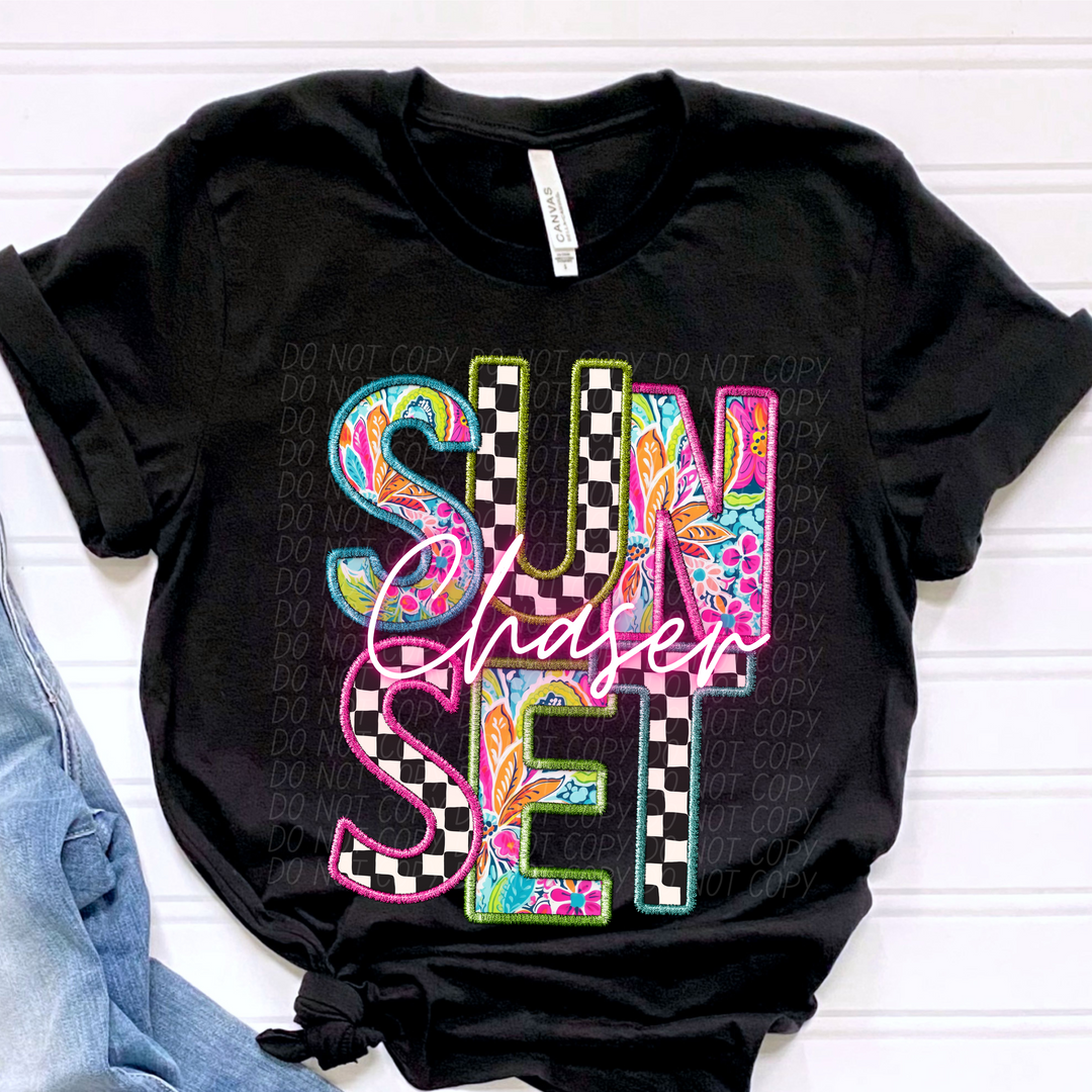 Sunset Chaser Faux Embroidery DTF Print