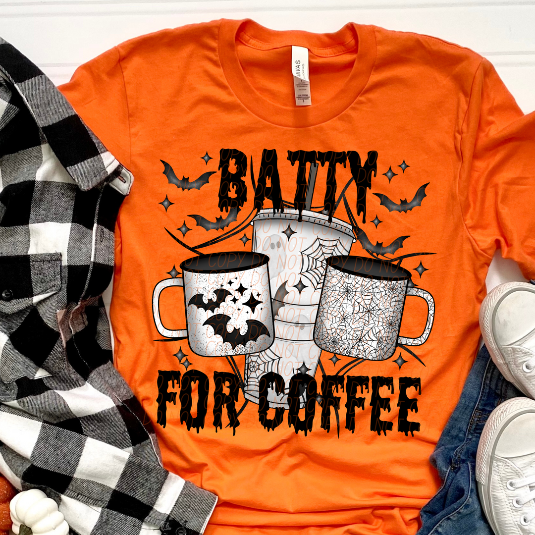 Batty For Coffee DTF Print