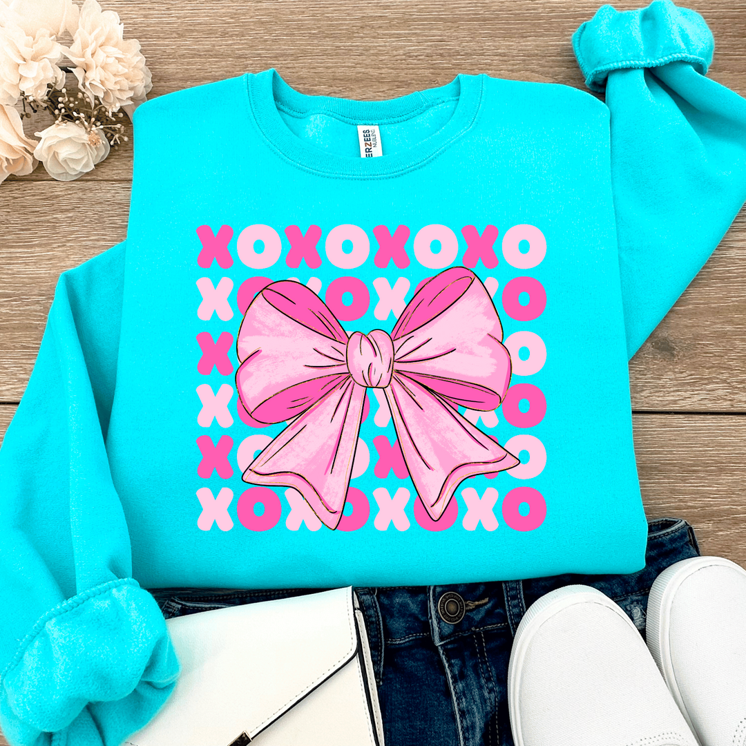 XOXO Coquette Bow SCUBA BLUE Sweatshirt