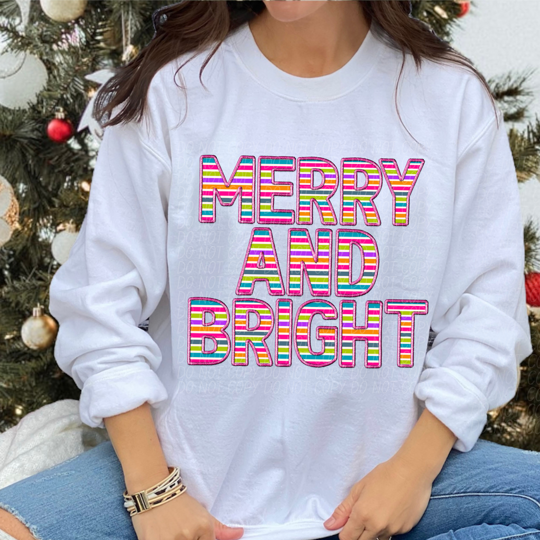 Merry and Bright Stripes DTF Print