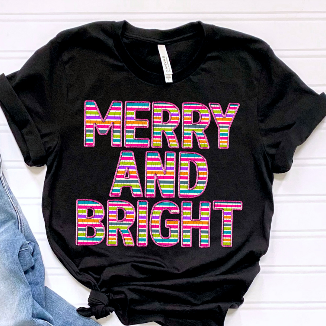 Merry and Bright Stripes DTF Print