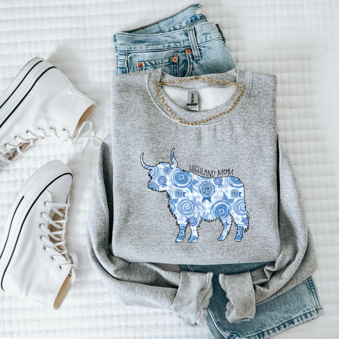 Highland Mom Blue Floral DTF Print
