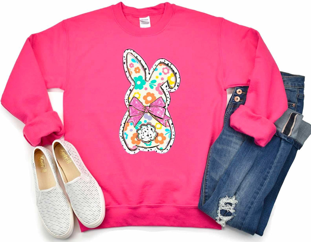 Groovy Floral Bunny DTF Print