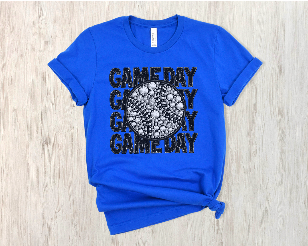 Stacked Faux Glitter Game Day DTF Print