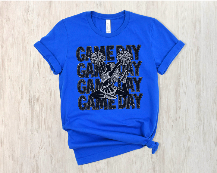 Stacked Faux Glitter Game Day DTF Print