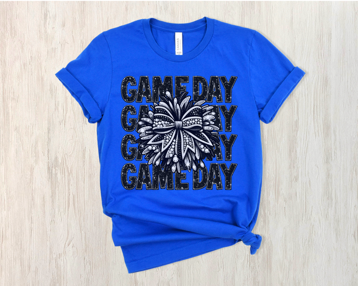 Stacked Faux Glitter Game Day DTF Print