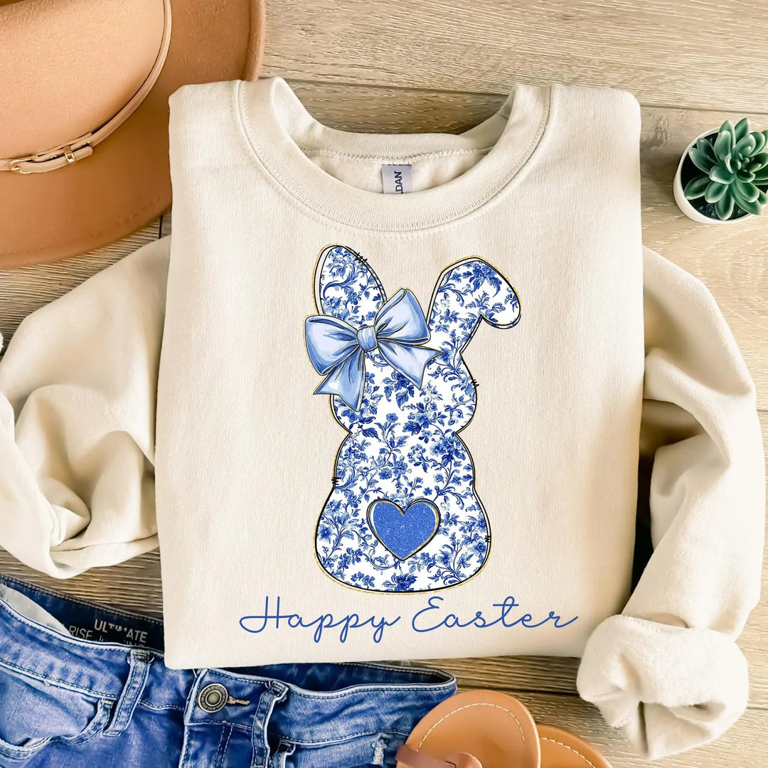 Blue Floral Happy Easter SAND Sweatshirt