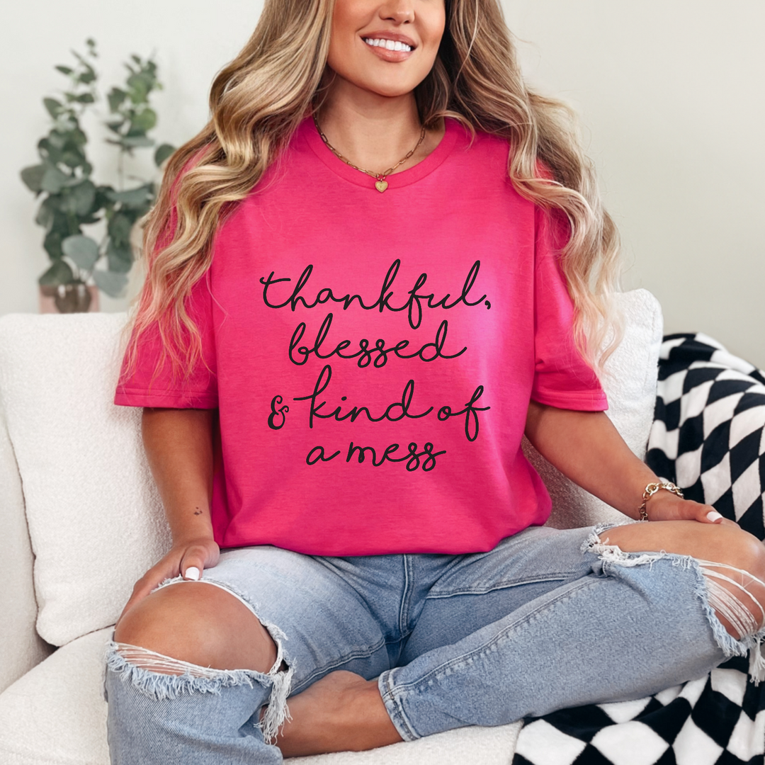 Thankful Blessed & Kind Of A Mess DTF Print