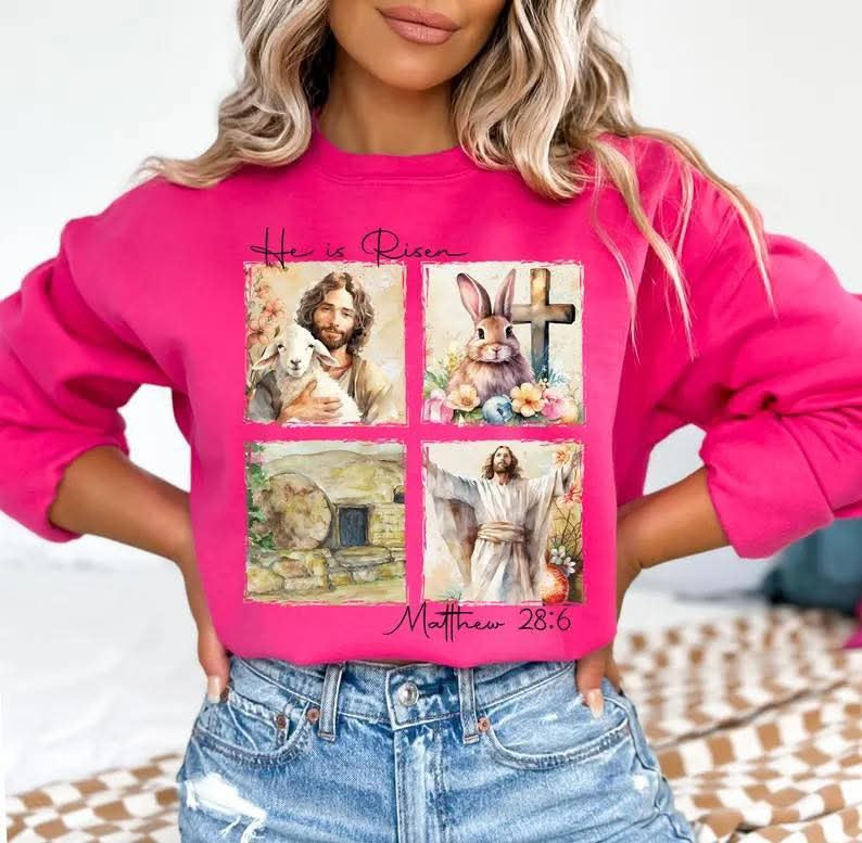 He Is Risen Matthew 28:6 HELICONIA Sweatshirt