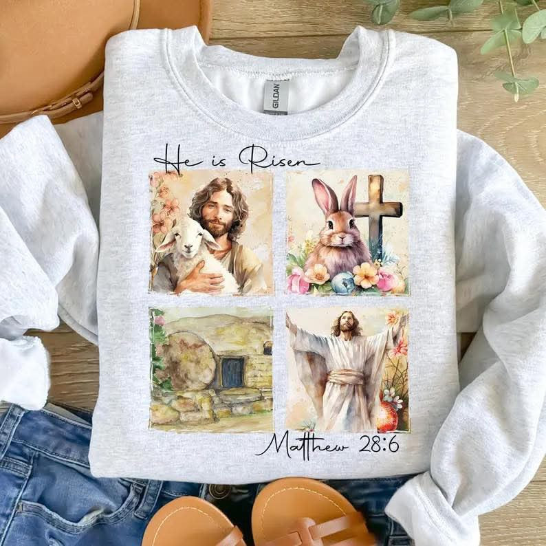 He Is Risen Matthew 28:6 ASH Sweatshirt