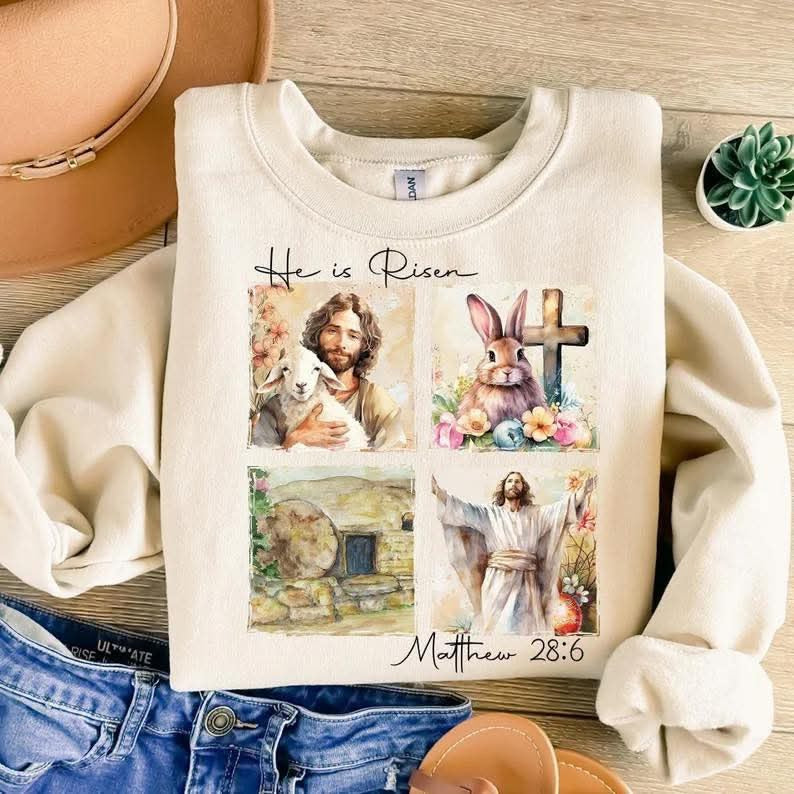 He Is Risen Matthew 28:6 SAND Sweatshirt