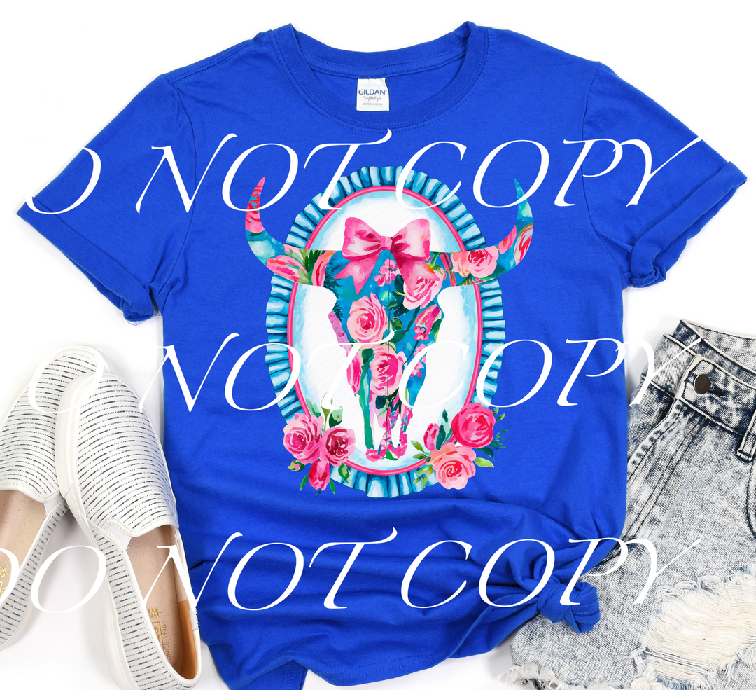 Preppy Bull Skull DTF Print