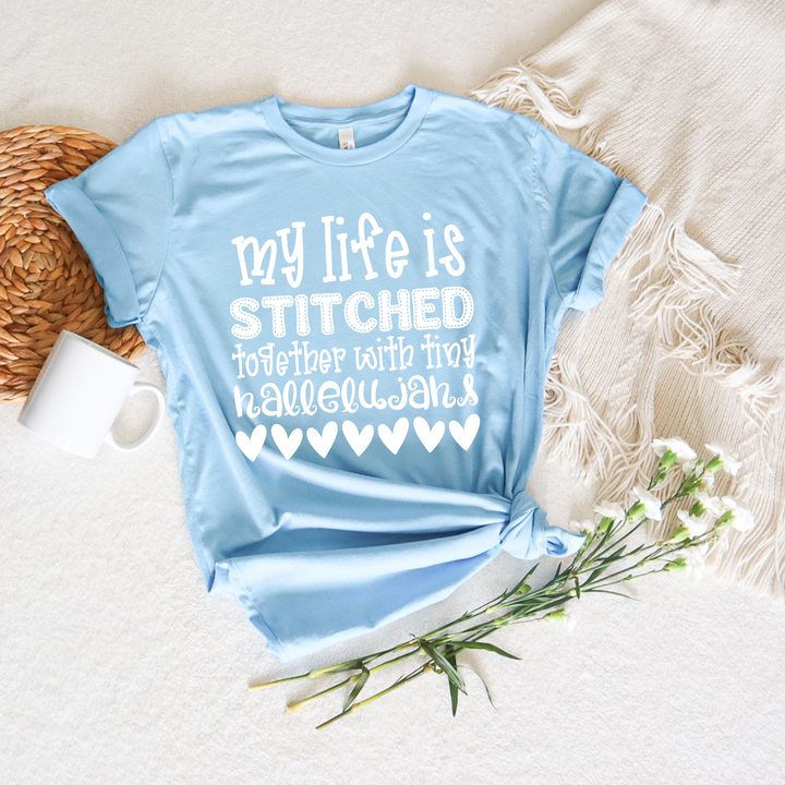 Stitched With Tiny Hallelujahs With Hearts DTF Print