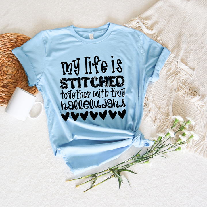Stitched With Tiny Hallelujahs With Hearts DTF Print