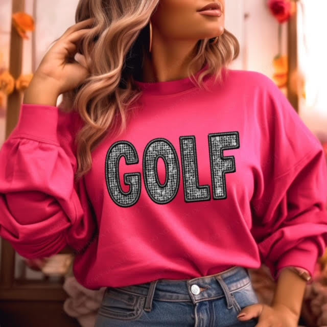 Faux Glitter/Embroidery Golf DTF Print