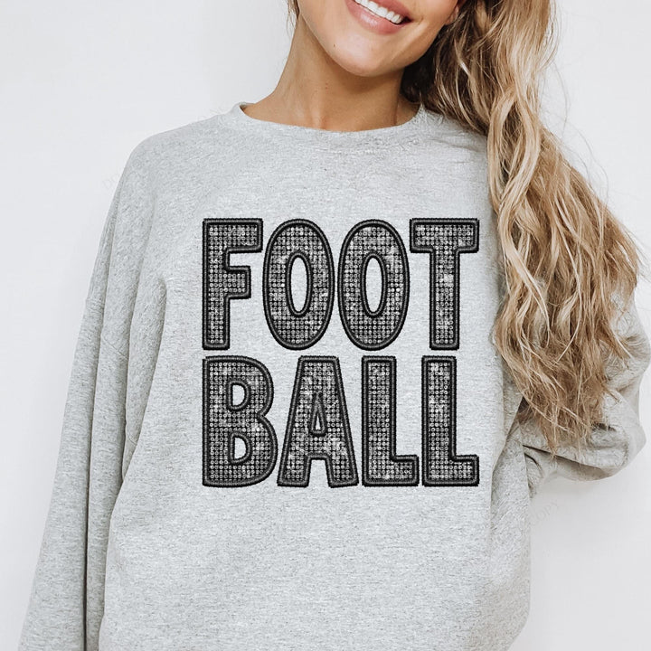 Faux Glitter/Embroidery Football DTF Print