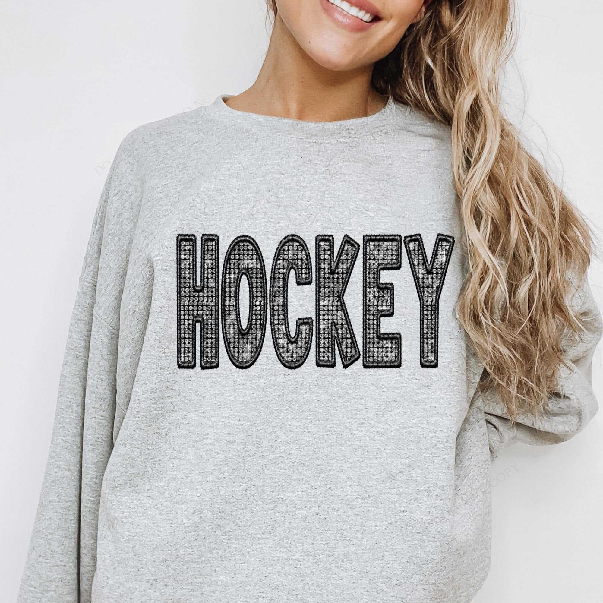 Faux Glitter/Embroidery Hockey DTF Print