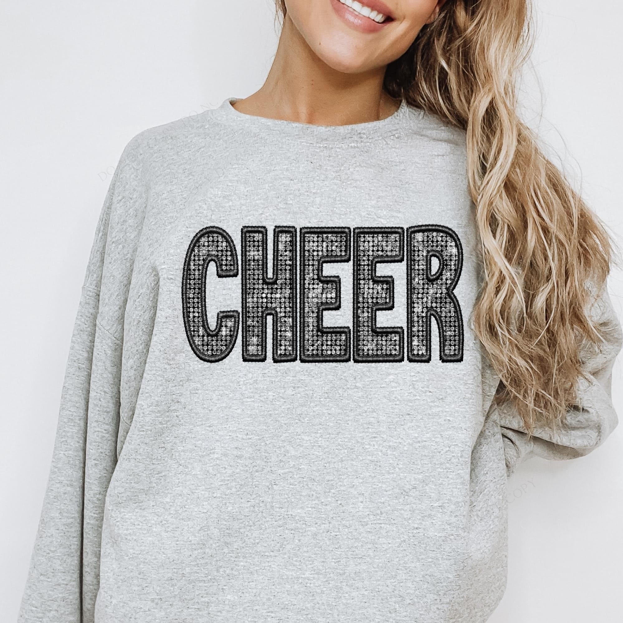 Faux Glitter/Embroidery Cheer DTF Print