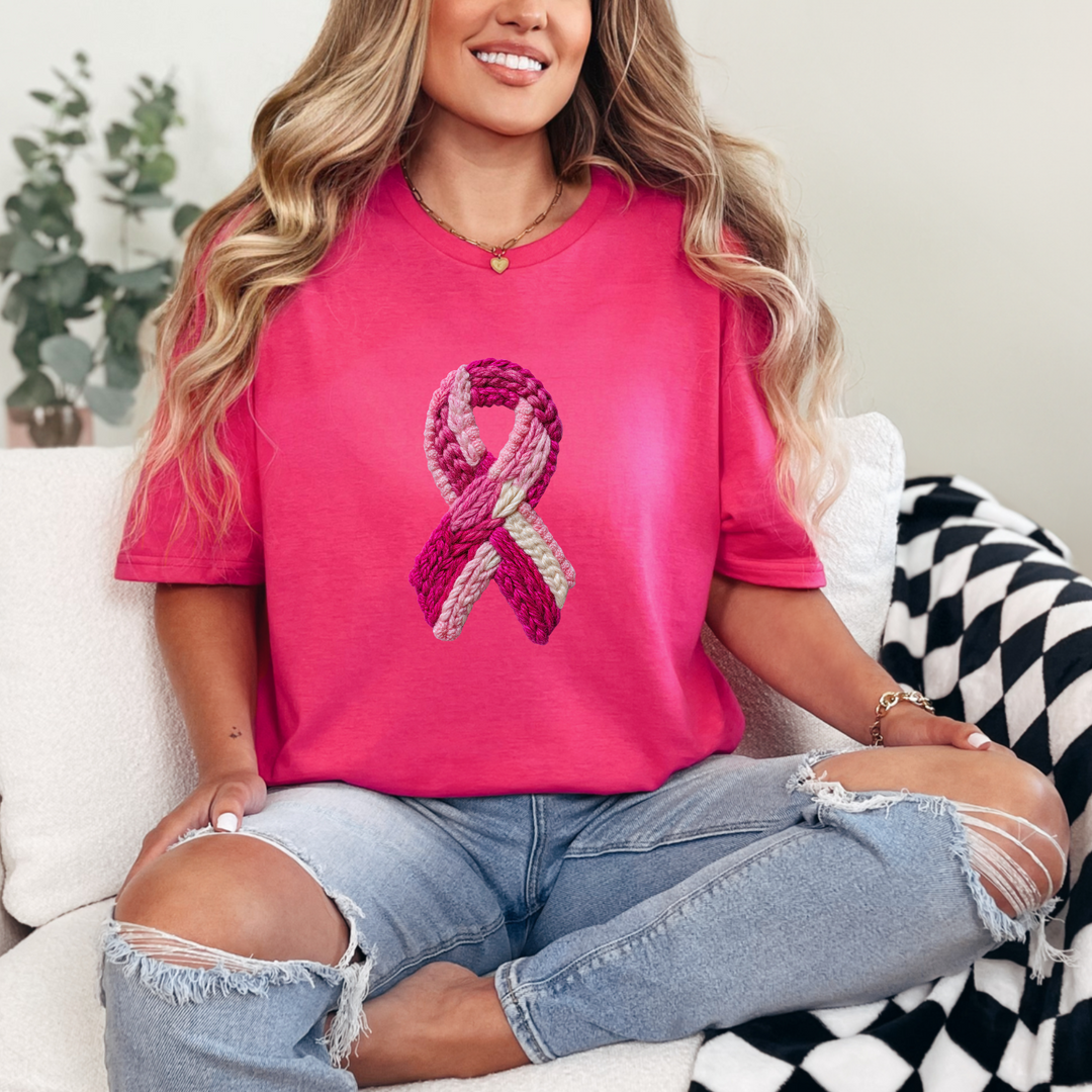 Yarn Pink Ribbon DTF Print