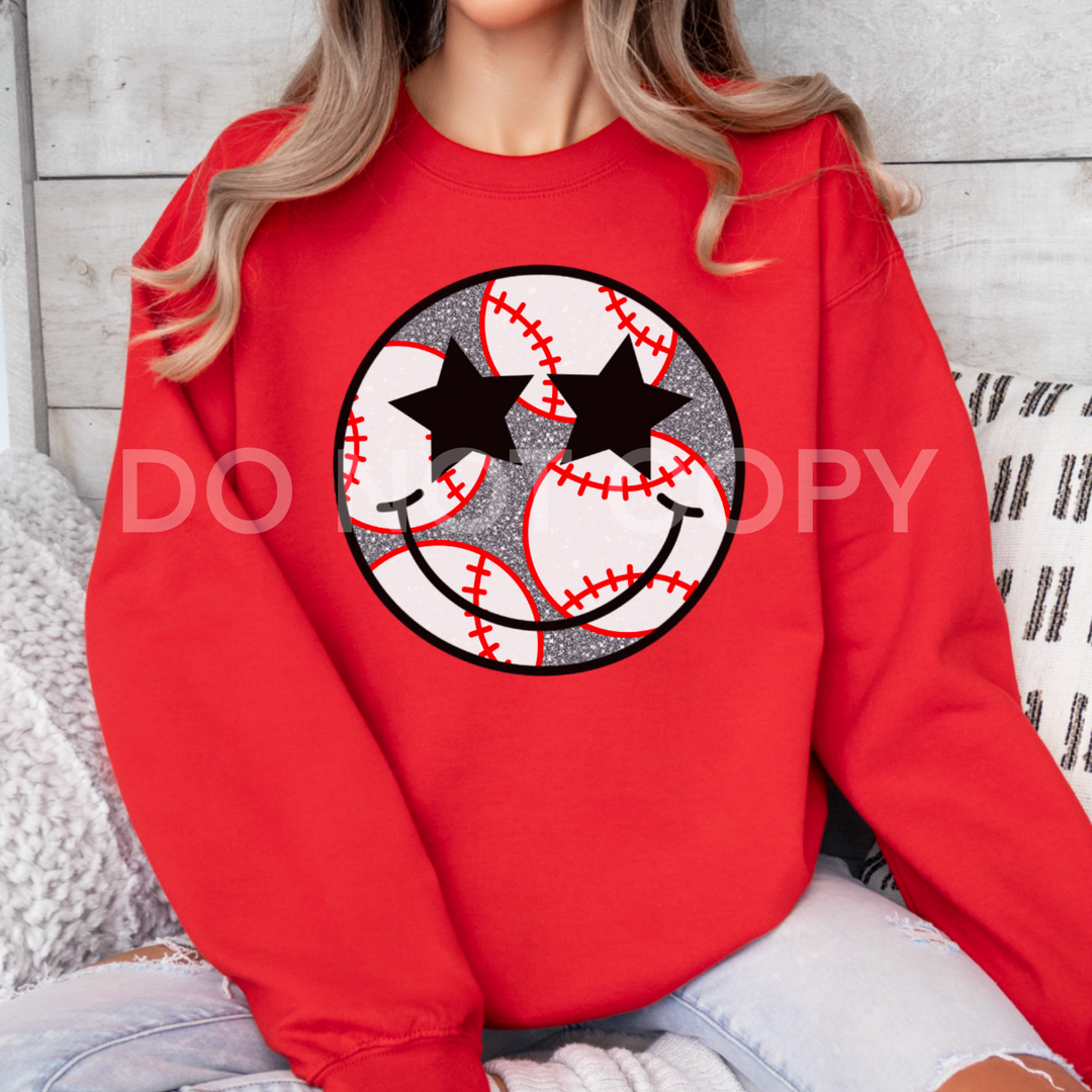 Baseball Smiley DTF Print