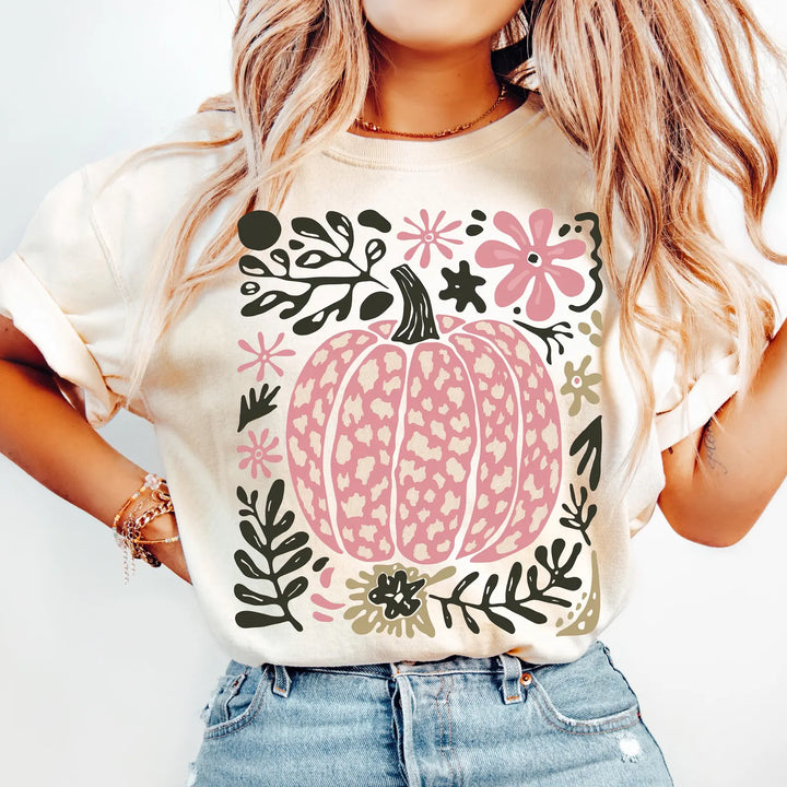 Pink Leopard Pumpkin DTF Print